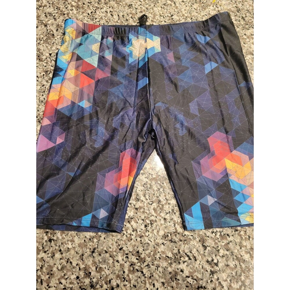 361° Swim Shorts Mens 3XL Geometric Blue Black Lined Drawstring Trunks‎